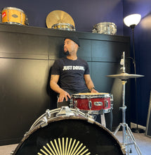 Load image into Gallery viewer, Celebrate your passion for drumming with the &#39;JUST DRUM&#39; vintage tee. A retro-inspired design for percussionists and music lovers.
